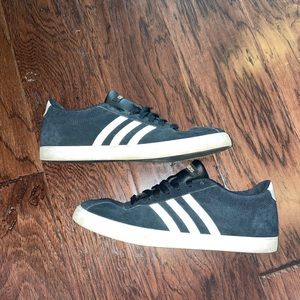 Adidas black suede 3 stripe shoes